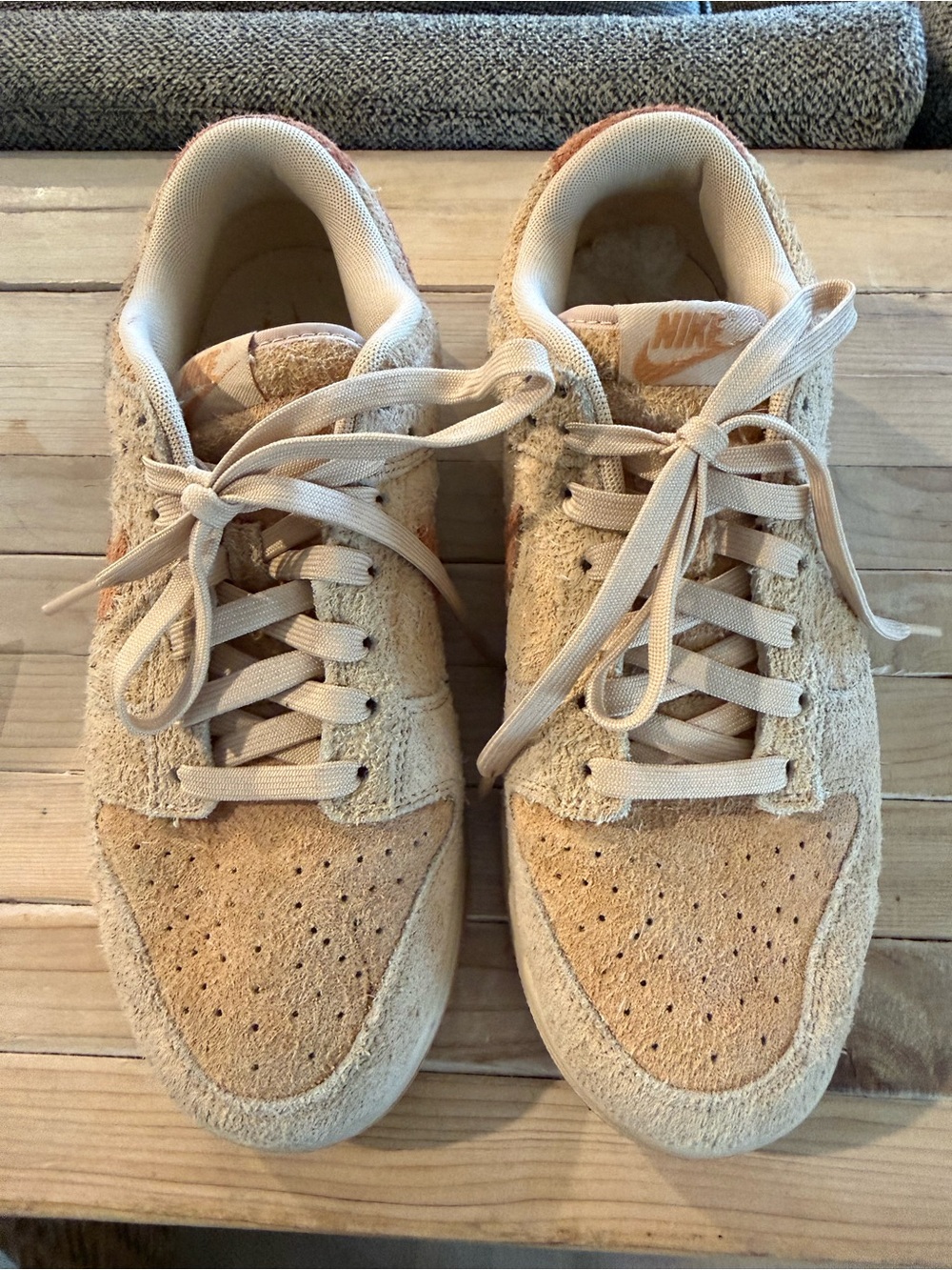Nike Suede Low-Top Sneakers in Beige and Tan